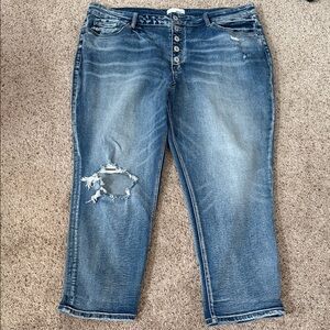 VERVET BY FLYING MONKEY Blue Distressed Boyfriend Jeans